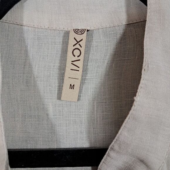 XCVI Top Womens Medium Oatmeal Popover Boho Peasant Lagenlook Gauze Linen Boxy - Picture 7 of 12